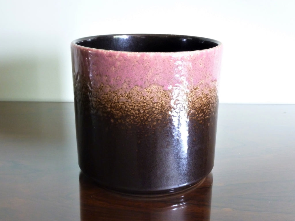 Vintage planter, brown and pink glaze
