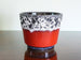 Vintage Jopeko indoor plant pot, red glaze with white and black lava